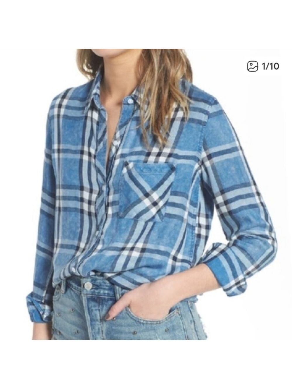 Rails Hunter Button Down In Lapis White Black Size Small
